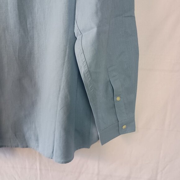 Perry Ellis Men’s Long Sleeve Shirt L Light Blue Linen Cotton Blend - Picture 3 of 6